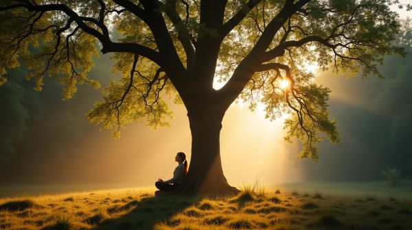 Câliner un arbre pour réduire le stress et favoriser la méditation